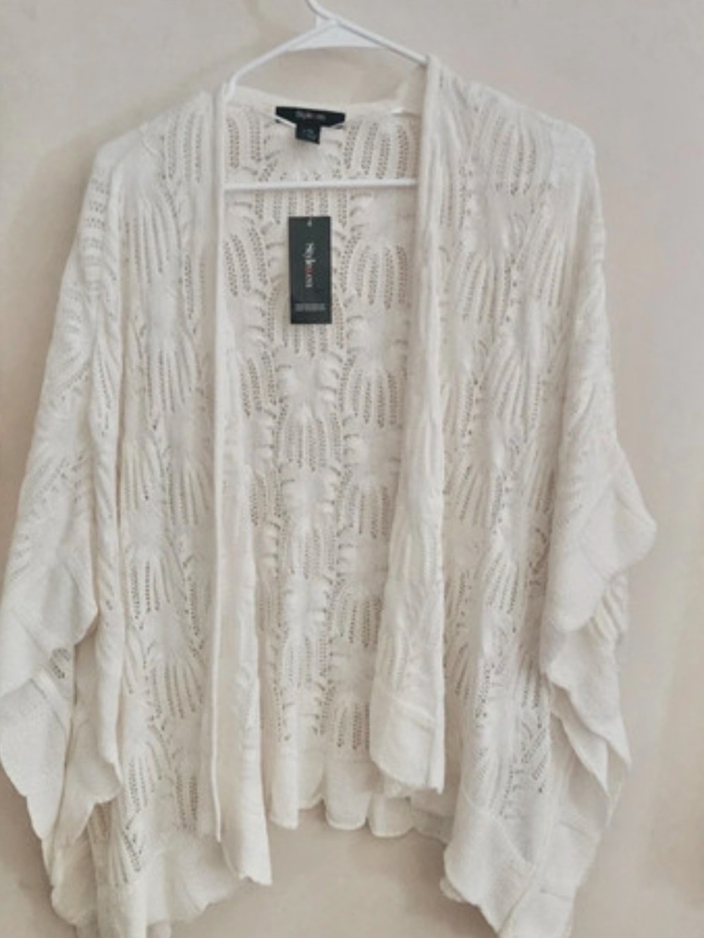 NWT  Style & Co Ivory Open-Knit Draped Cardigan Shrug XL